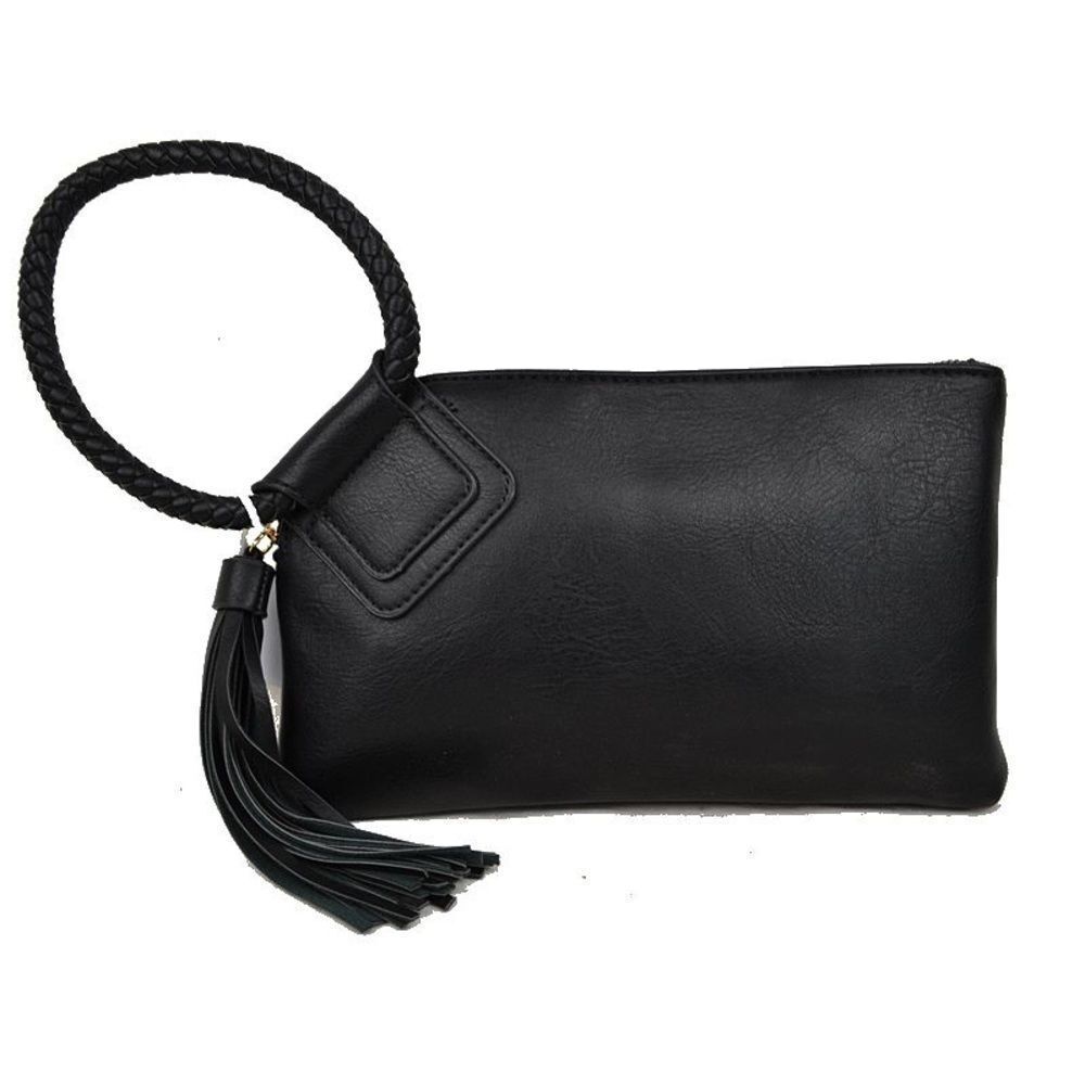 Cute Braided Ring Tassel Handle Wristlet